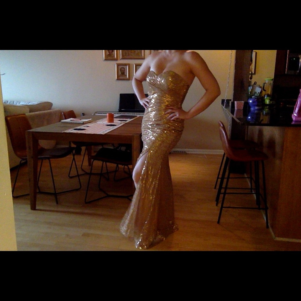 Fabuluxe gold sequin gown/evening dress